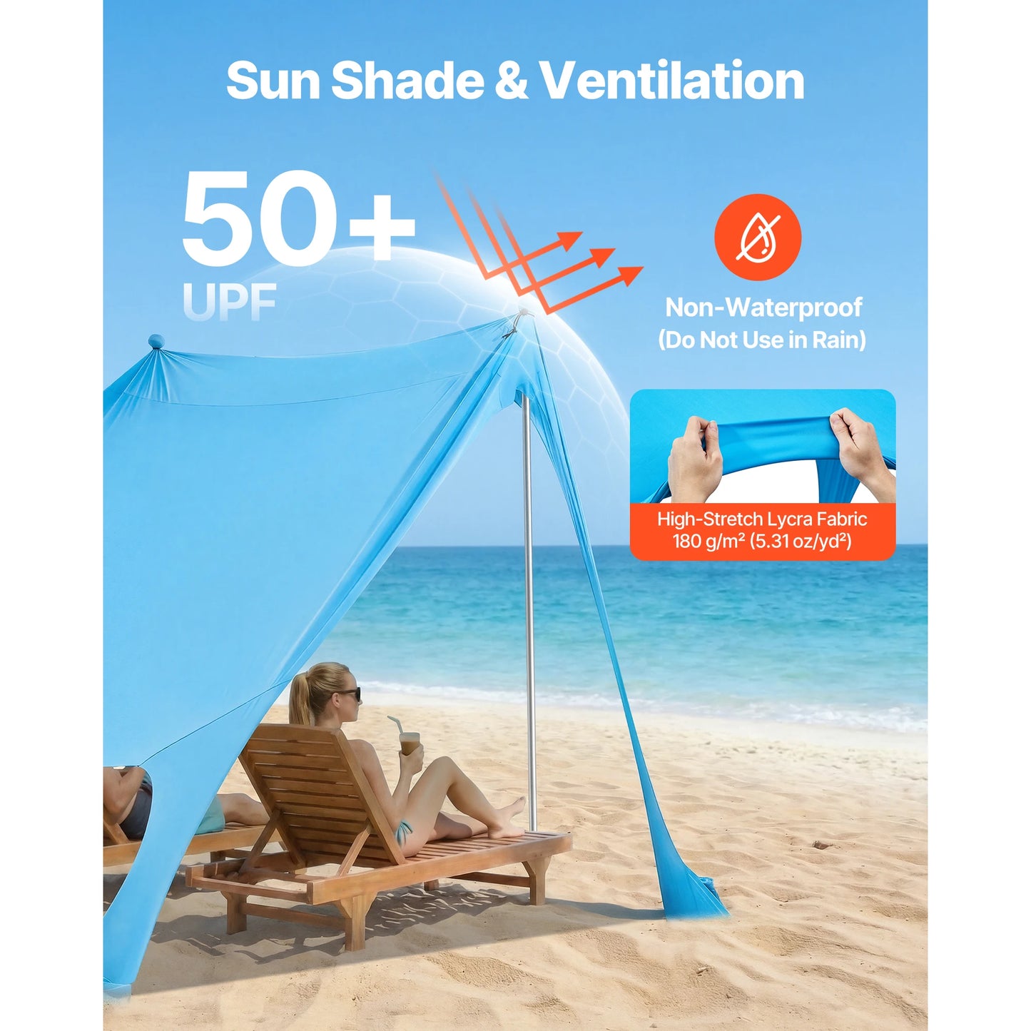 SucceBuy Pop Up Beach Tent With UPF50+ Sun Shelter