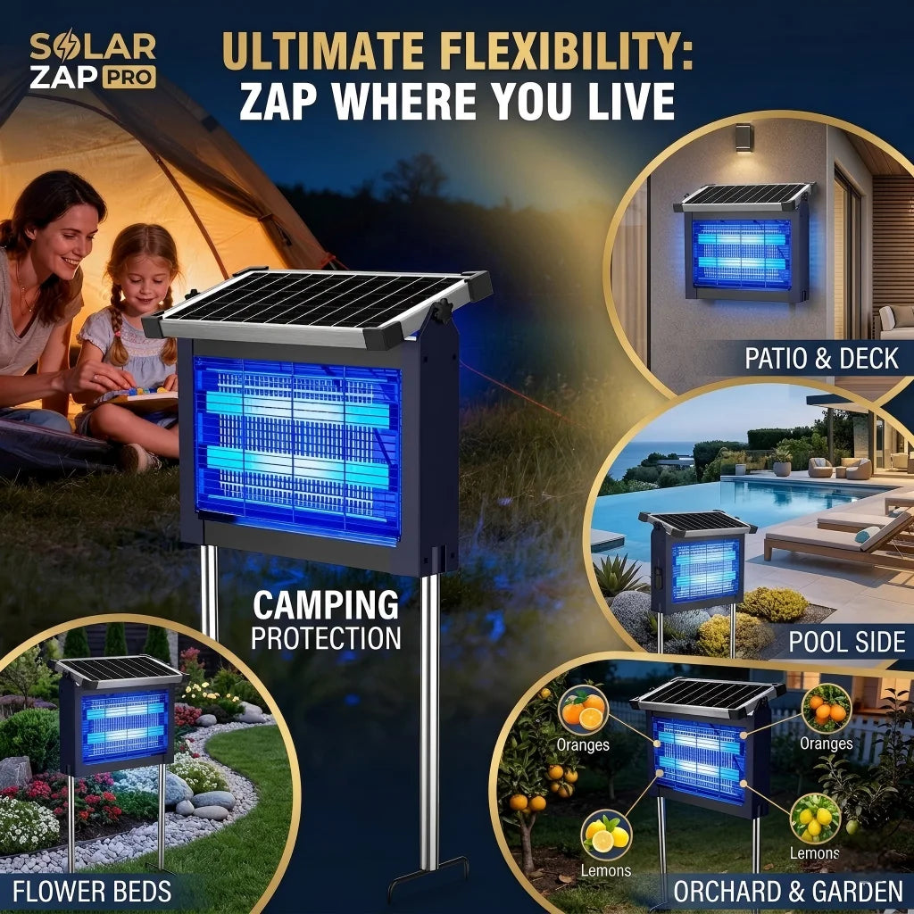 Solar Powered Waterproof Bug Zapper With Dual Solar And USB Charging‌
