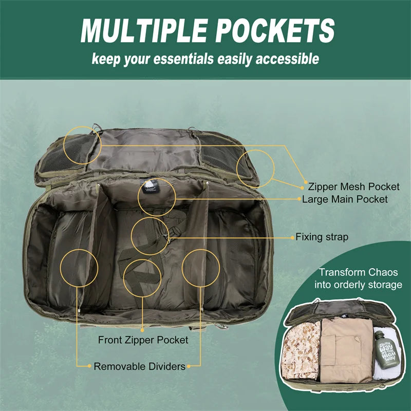 LQARMY Molle Tactical Backpack For Outdoor Hiking Travel