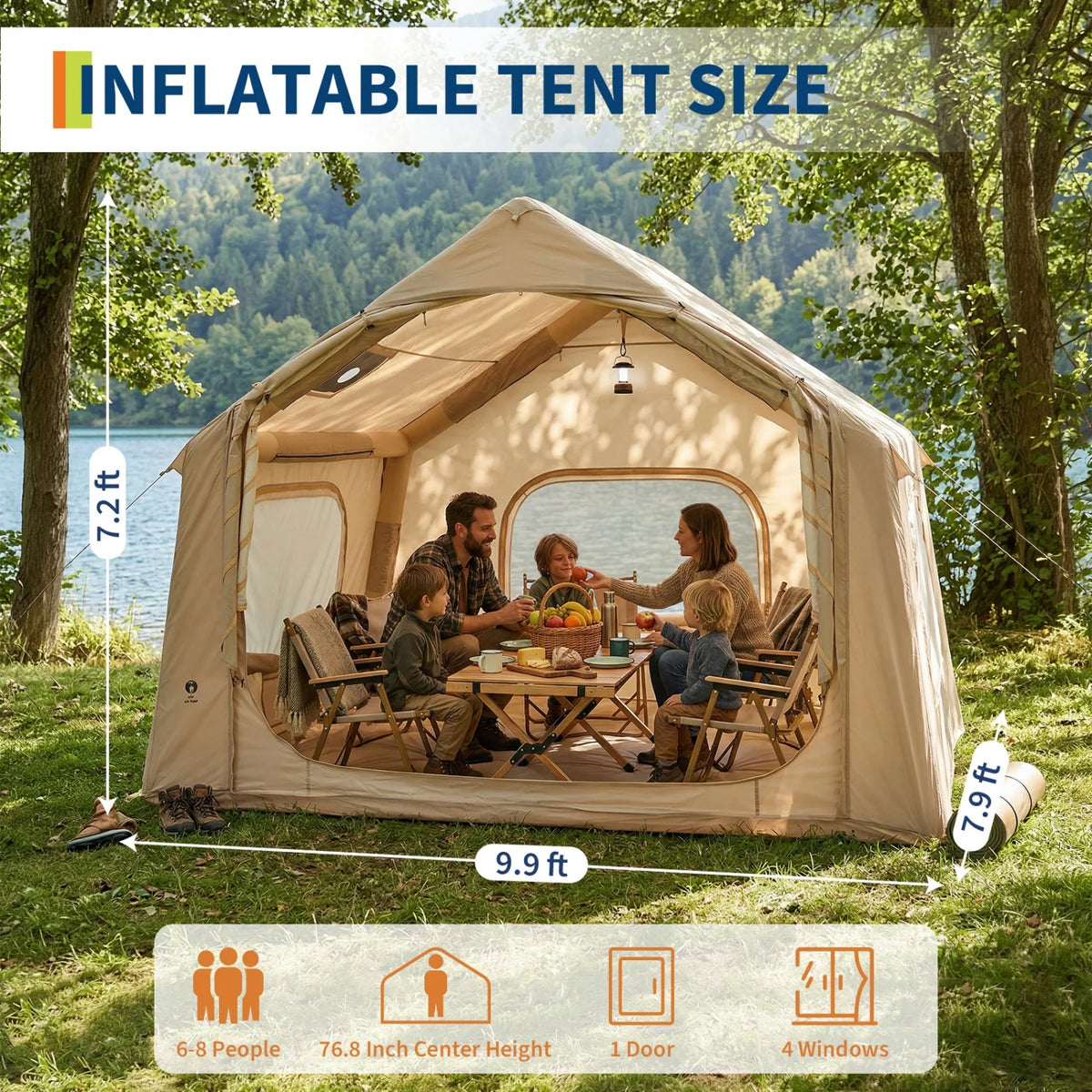 HiMISS Inflatable Camping Tent with Weather Resistant Outdoor Shelter