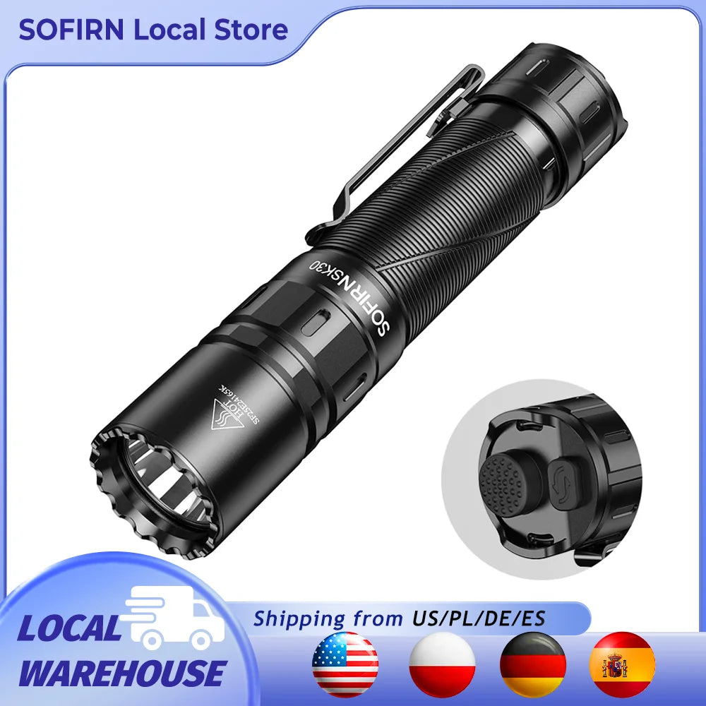 Sofirn Sk30 Tactical Flashlight 3000 Lumen USB C Rechargeable Torch