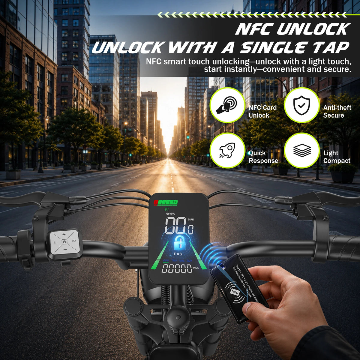 ASKGO Electric Bike for Adults, 1500W Peak Electric Dirt Bike, 28MPH 65Miles Ebike with 48V 20Ah Removable Battery,16" Fat Tire All-Terrain Ebike with NFC Unlock,Suitable for Off-Road, Mountain and Snow Riding,UL2849 Certifie