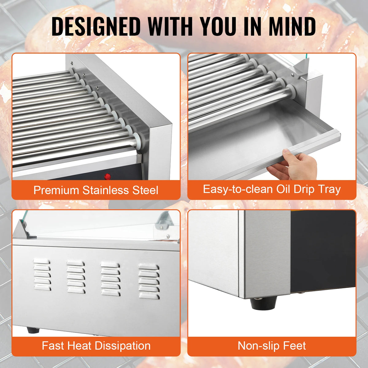 SucceBuy Commercial Electric Hot Dog Roller Sausage Maker For Parties
