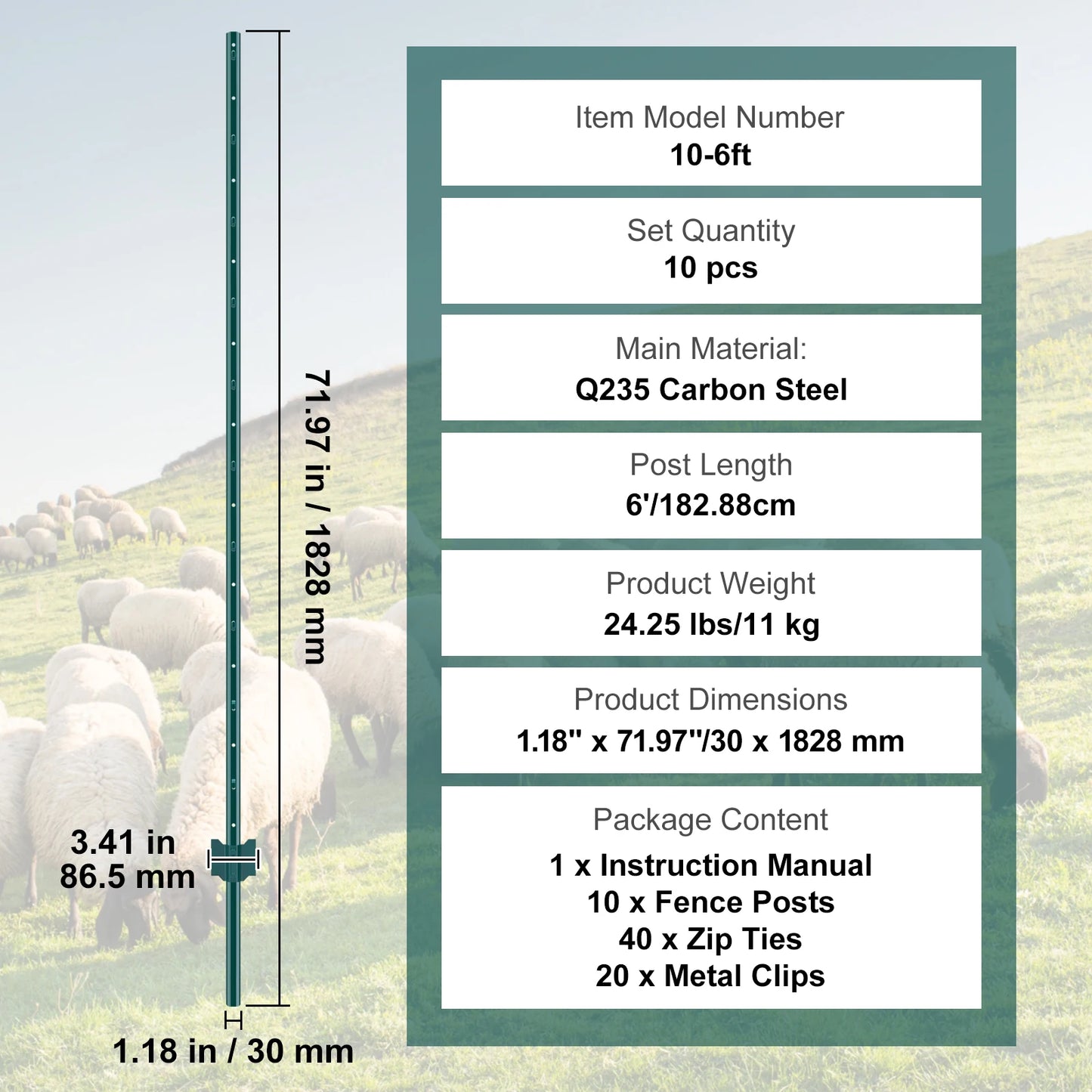 SucceBuy Heavy Duty T Post Steel Fence Stakes For Outdoor Use