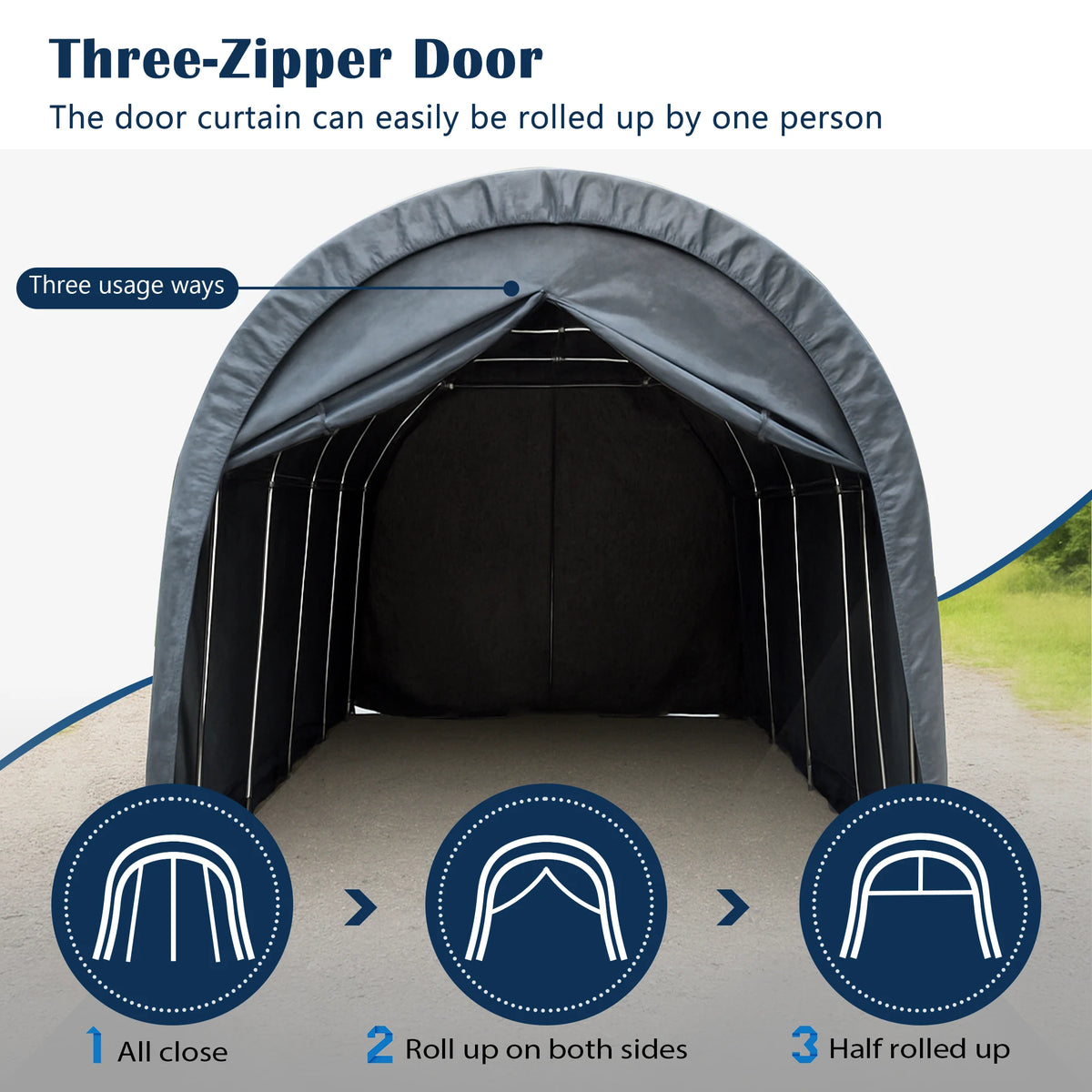 GIHAUVIA Heavy Duty Steel Frame Waterproof Carport Canopy Vented Roof