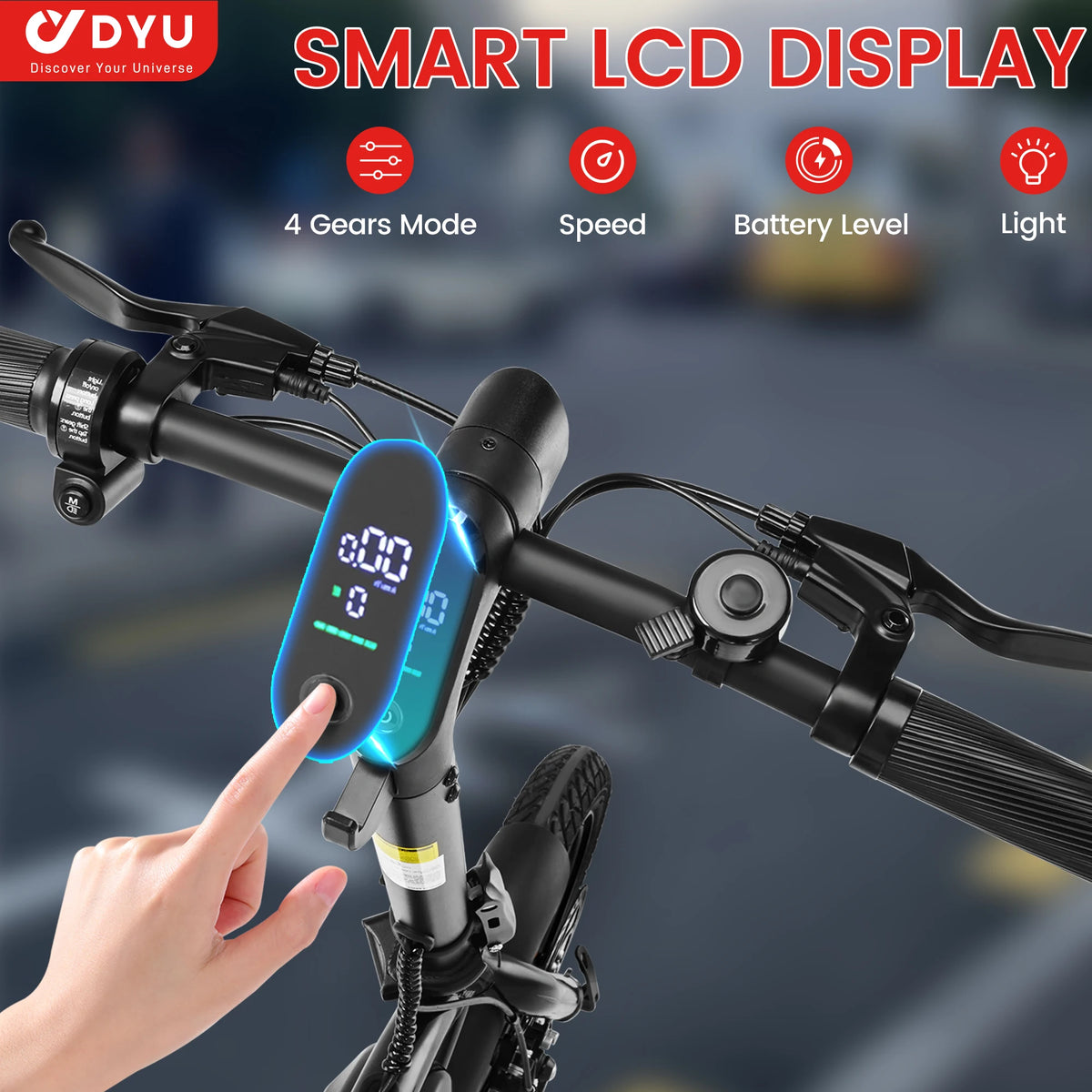 DYU D3F 14 inch Folding Electric Bike Peak 500W Motor 280.8WH Battery Electric Bicycle,20mph City E-bike