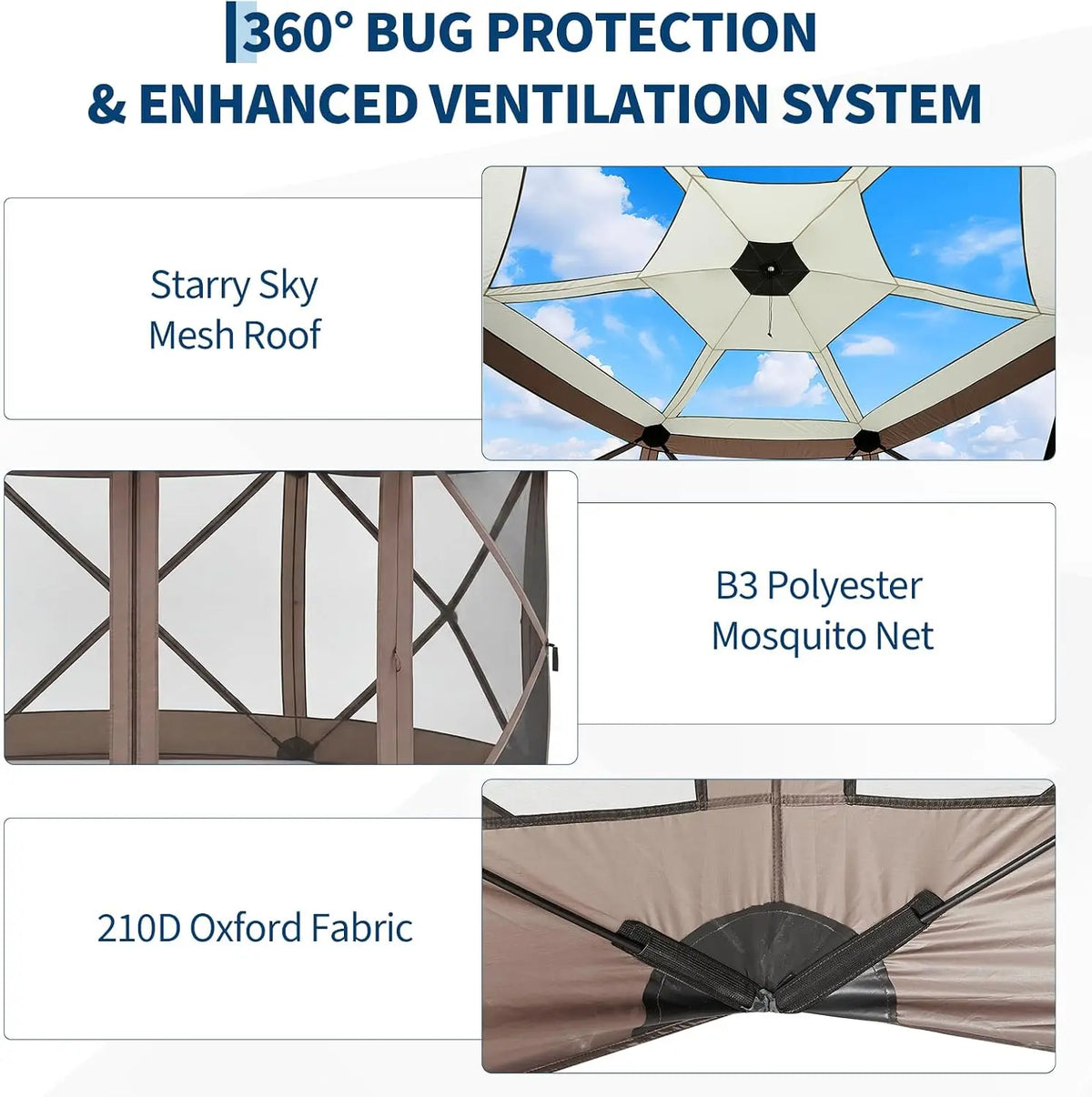 Tacleekii Pop Up Gazebo With Mosquito Netting And Wind Screens