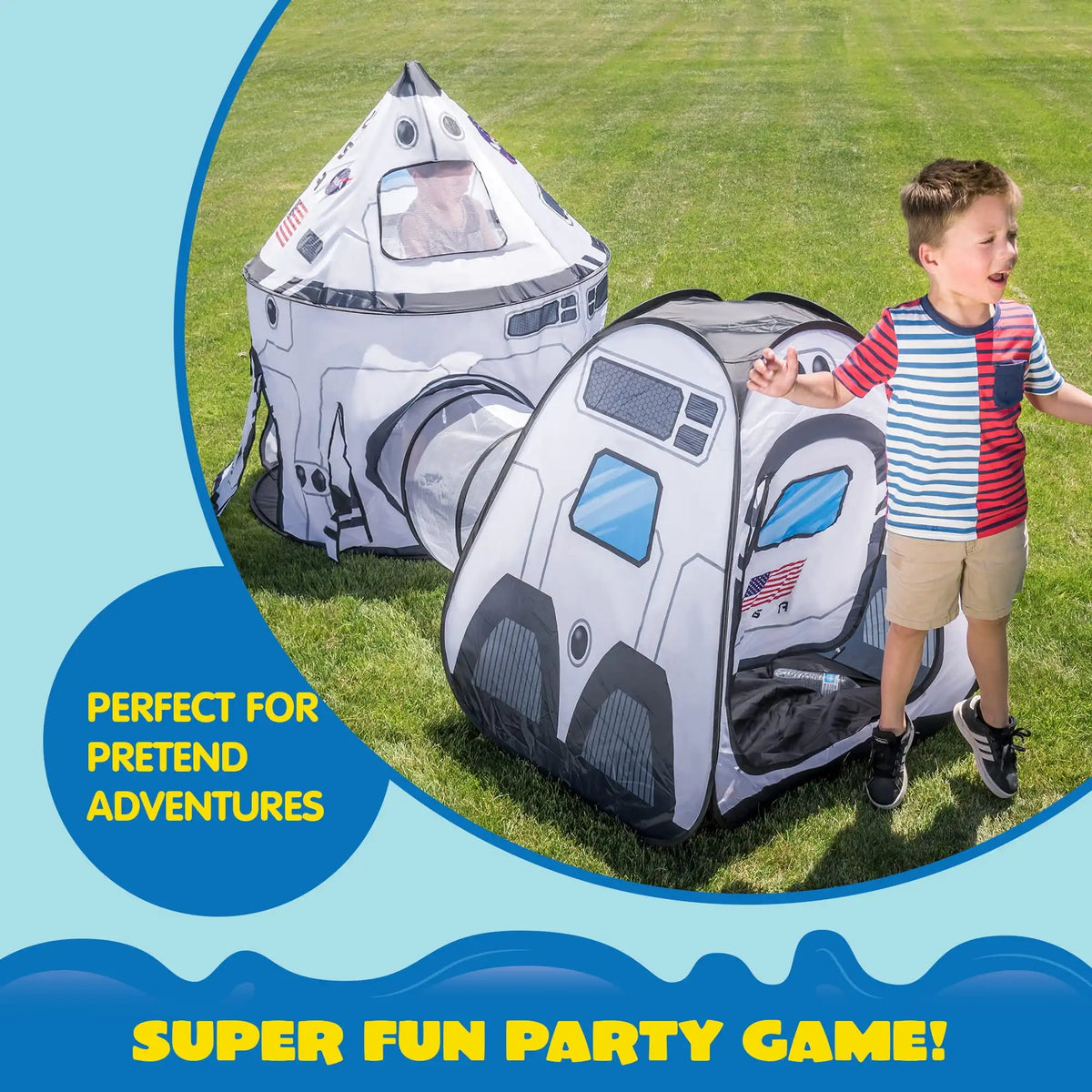 Joyfy Rocket Ship Play Tent Set With Tunnel For Kids