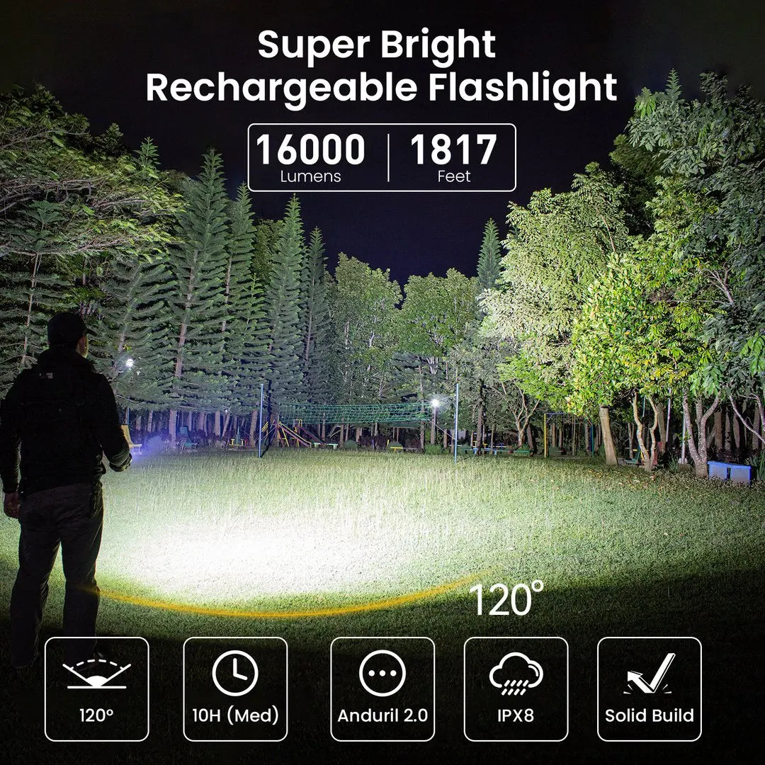 Sofirn Q8 Plus Led Flashlight 16000 Lumens Usb Rechargeable