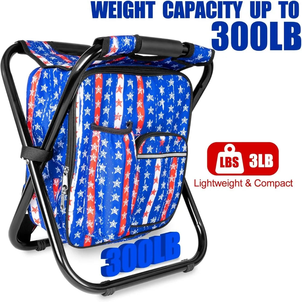 Heavy Duty 300 LB Folding Cooler Backpack Stool Lightweight Portable Camping Hunting Fishing Seat