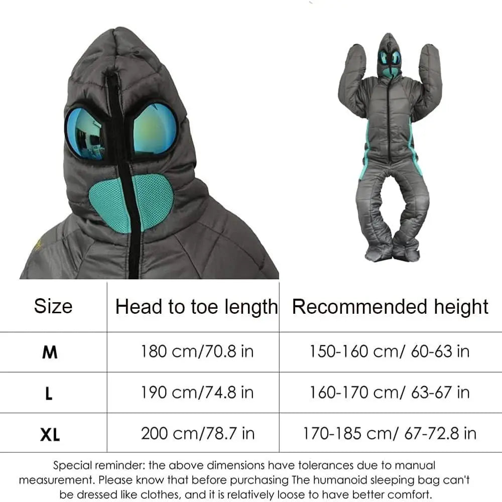 Wearable Sleng Bag 3 Season Alien-Shaped Sleng Bag Camping Adults ull Body Sleep Pouch or Camping,Traveling, Hammocks, Hiking, B