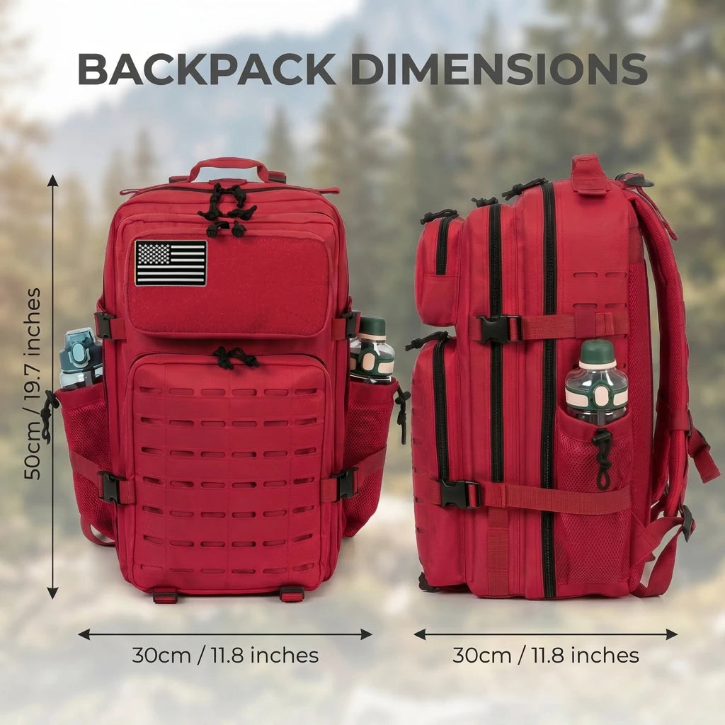 45L Tactical Backpack For Men With MOLLE Webbing System Outdoor Survival Gym Fitness Hiking Rucksack Dual Cup Holders Camping Travel Daily Work Commute Large Capacity Storage Backpack