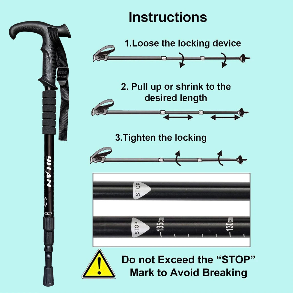 Lightweight Aluminum Trekking Poles With Shock Absorption For Hiking