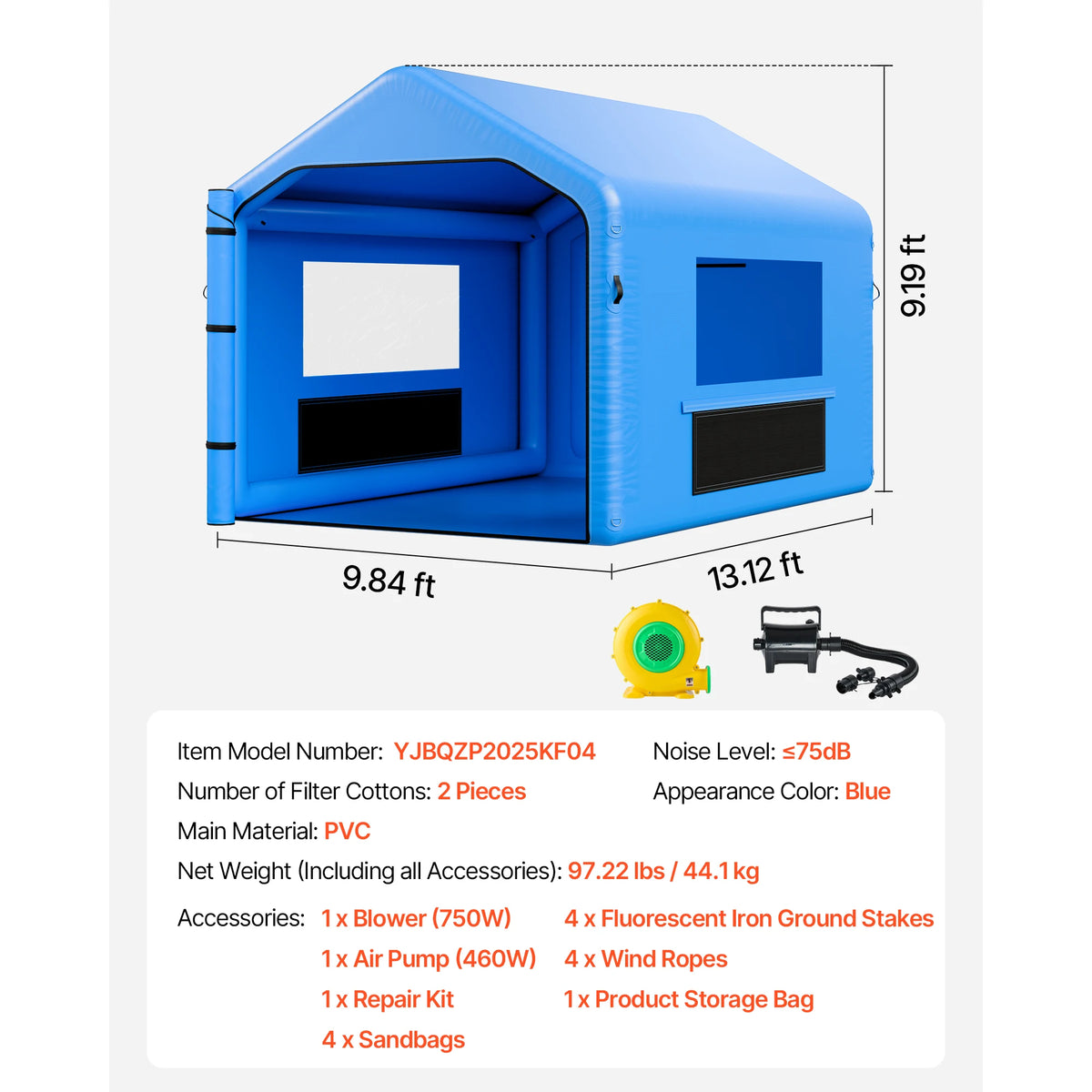 SucceBuy Inflatable Paint Booth With Blower And Air Filtration