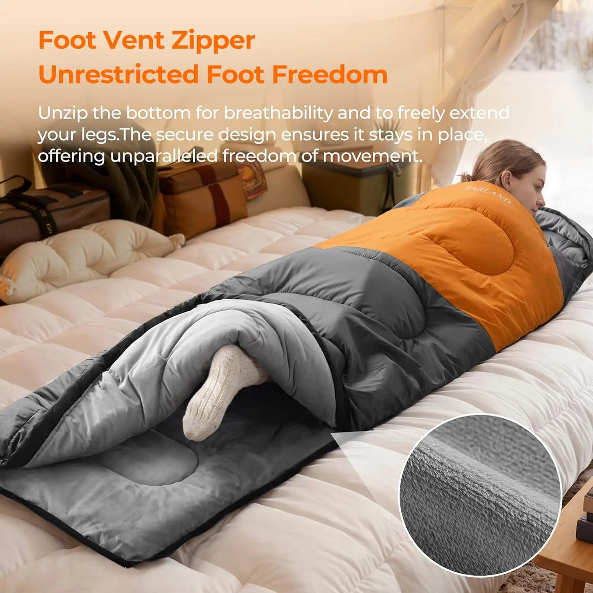 Adult Sleeping Bags for Cold Weather Camping, Fleece-Lined