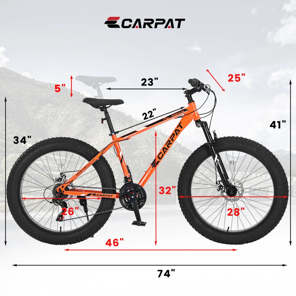 Fat Tire Mountain Bike 21 Speed Dual Disc Brake System