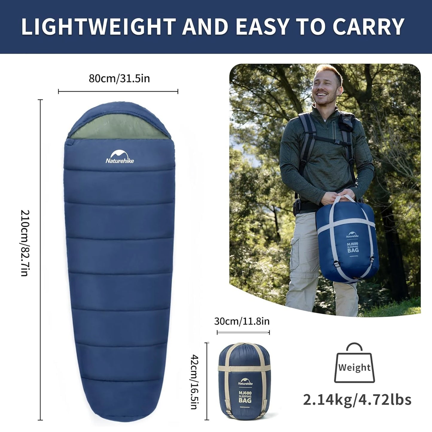 Naturehike Ultra Winter Mummy Sleeping Bag MJ300 MJ600 for Adults