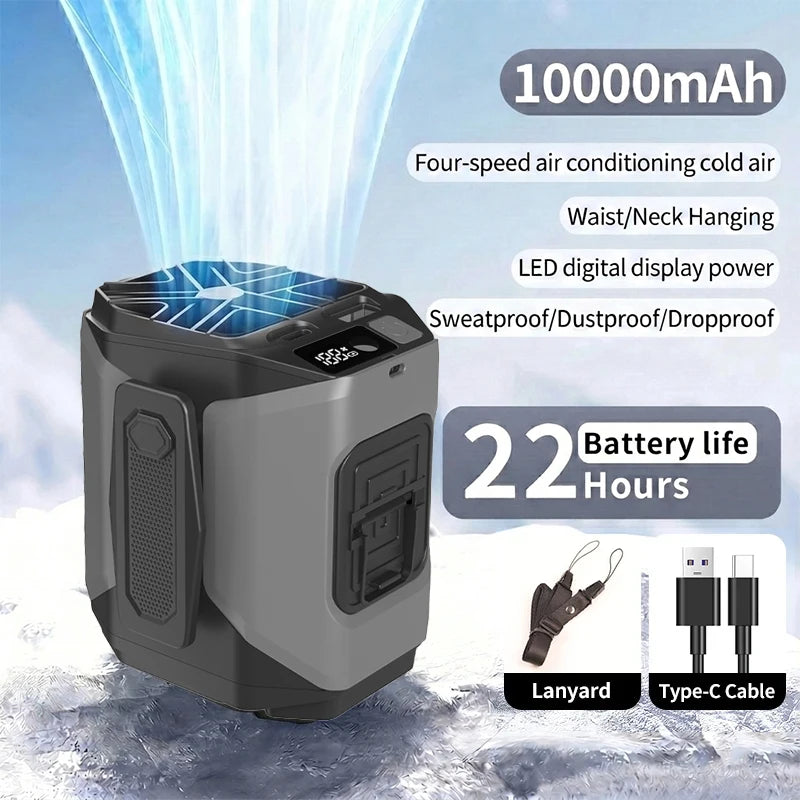 Portable Rechargeable Neck And Waist Clip Cooling Fan