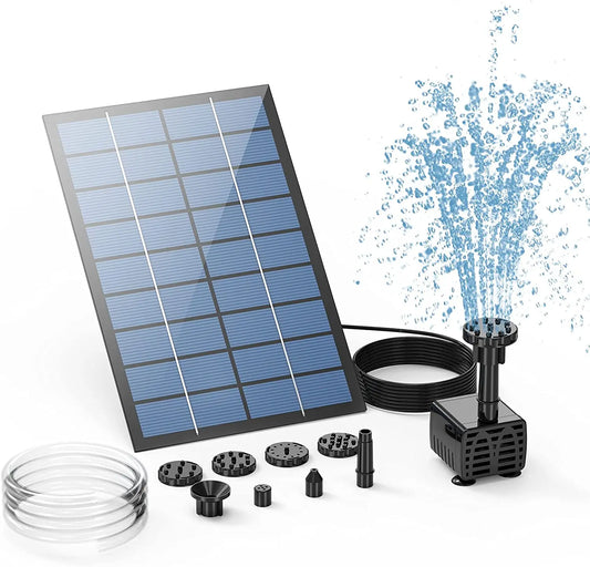 Solar Powered Fountain Pump Kit With Six Nozzles For Pond
