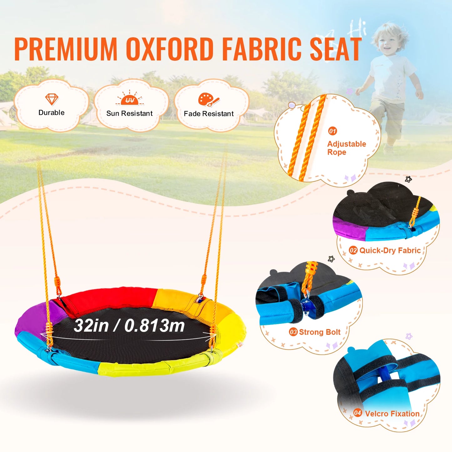 SucceBuy Outdoor Swing Set With Saucer And Belt Seats