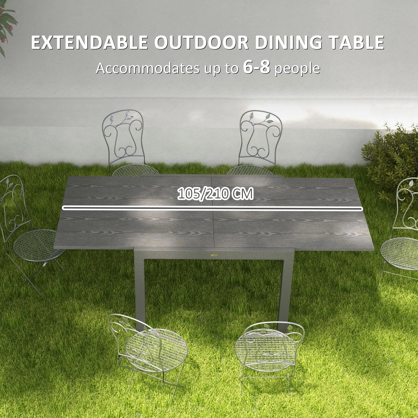 Extendable Outdoor Dining Table With Sturdy Aluminum Frame