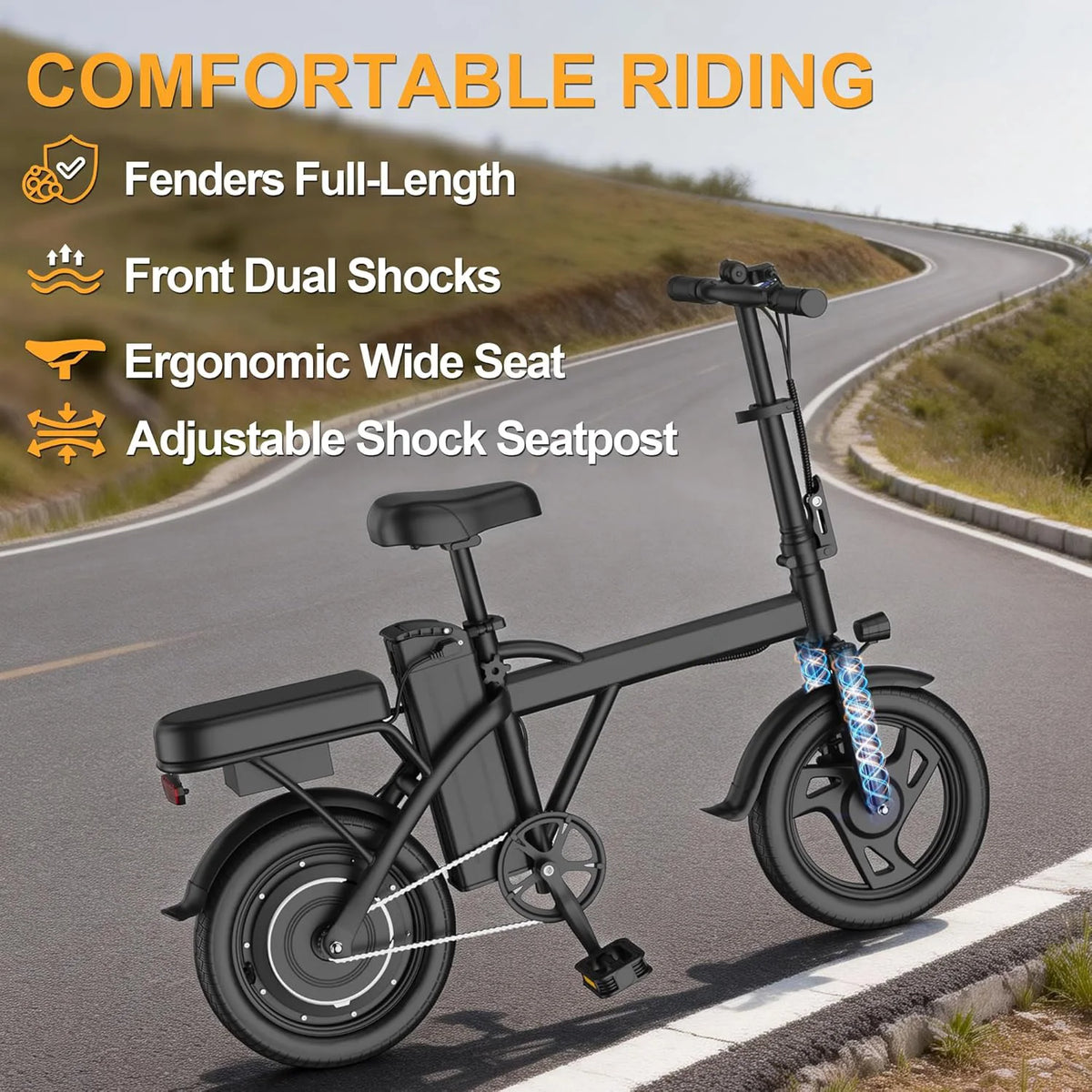 Ladped Foldable Mini Electric Bike With 500W Motor Dual Seat
