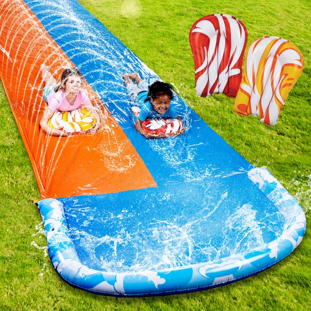 JOYFY 32.5ft Mega Inflatable Water Slide with Dual Racing Lanes 2 Boards Splash Sprayer for Kids Adult Summer Party Outdoor Toy