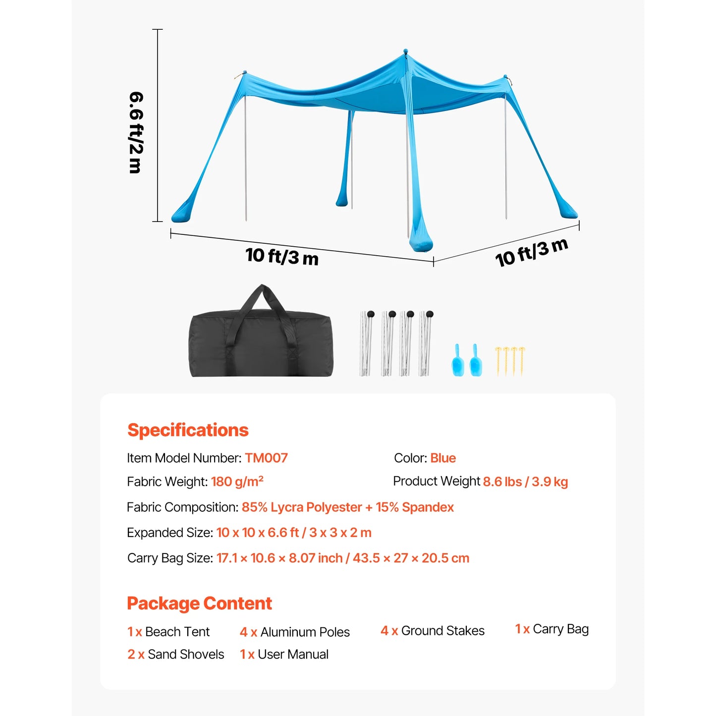 SucceBuy Portable Pop Up Beach Tent With UPF50 Sun Protection