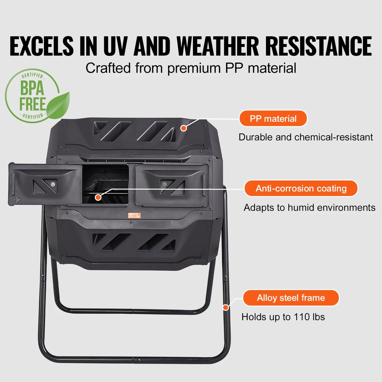 SucceBuy Dual Chamber Tumbling Compost Bin For Garden