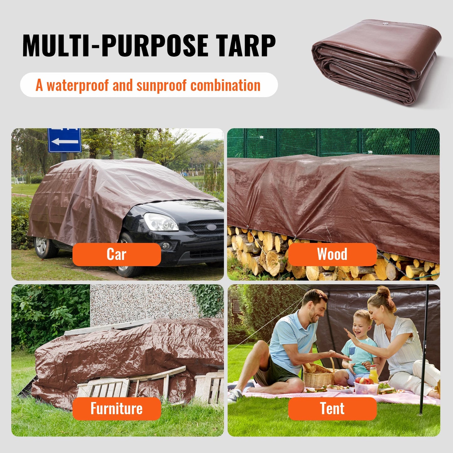 SucceBuy Heavy Duty Waterproof Poly Tarps With Grommets