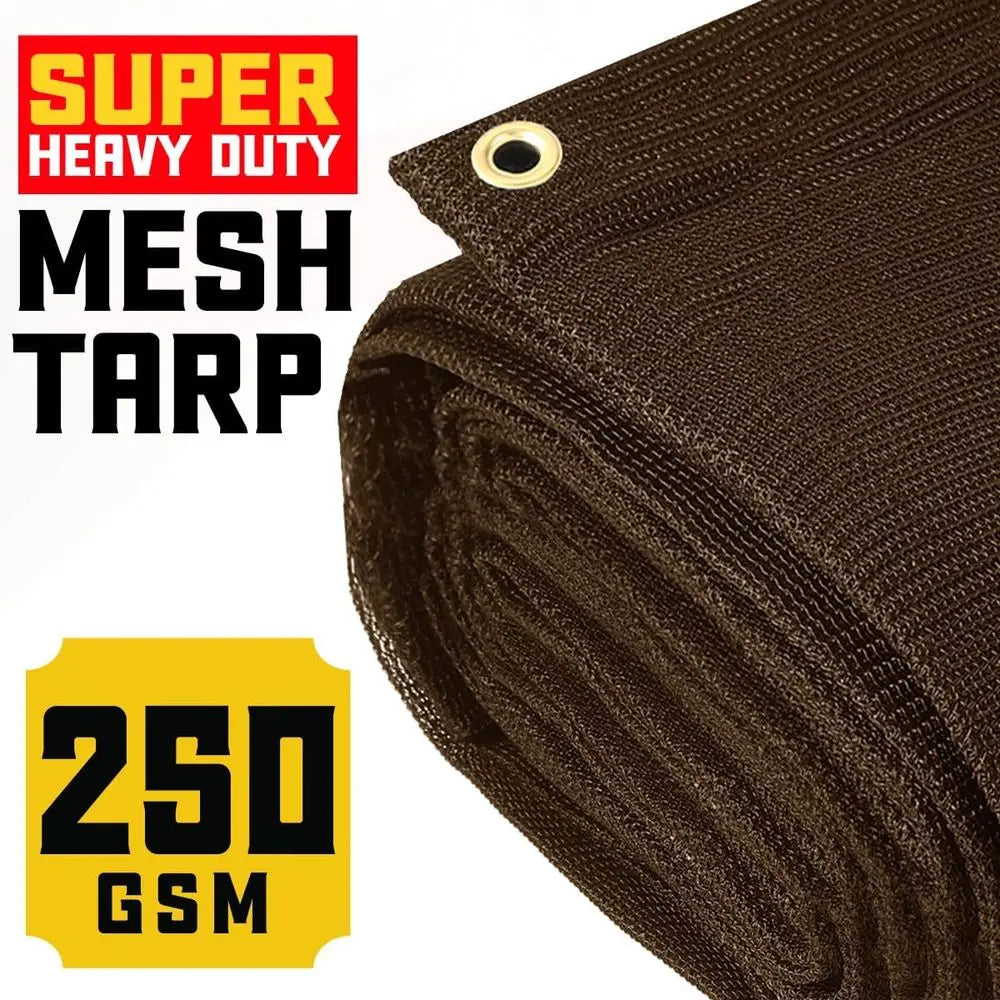 60% Brown Shade Cloth with Grommets - 20 X 40 T Heavy Duty Mesh Tarp - Sun Shade Cloth or Garden Vegetables Plants Greenhouse Ou
